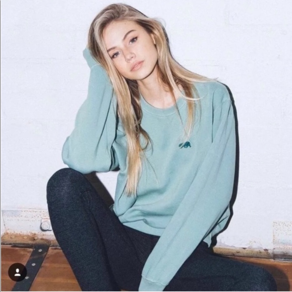 Brandy Melville Green Bear Erica Crewnevk